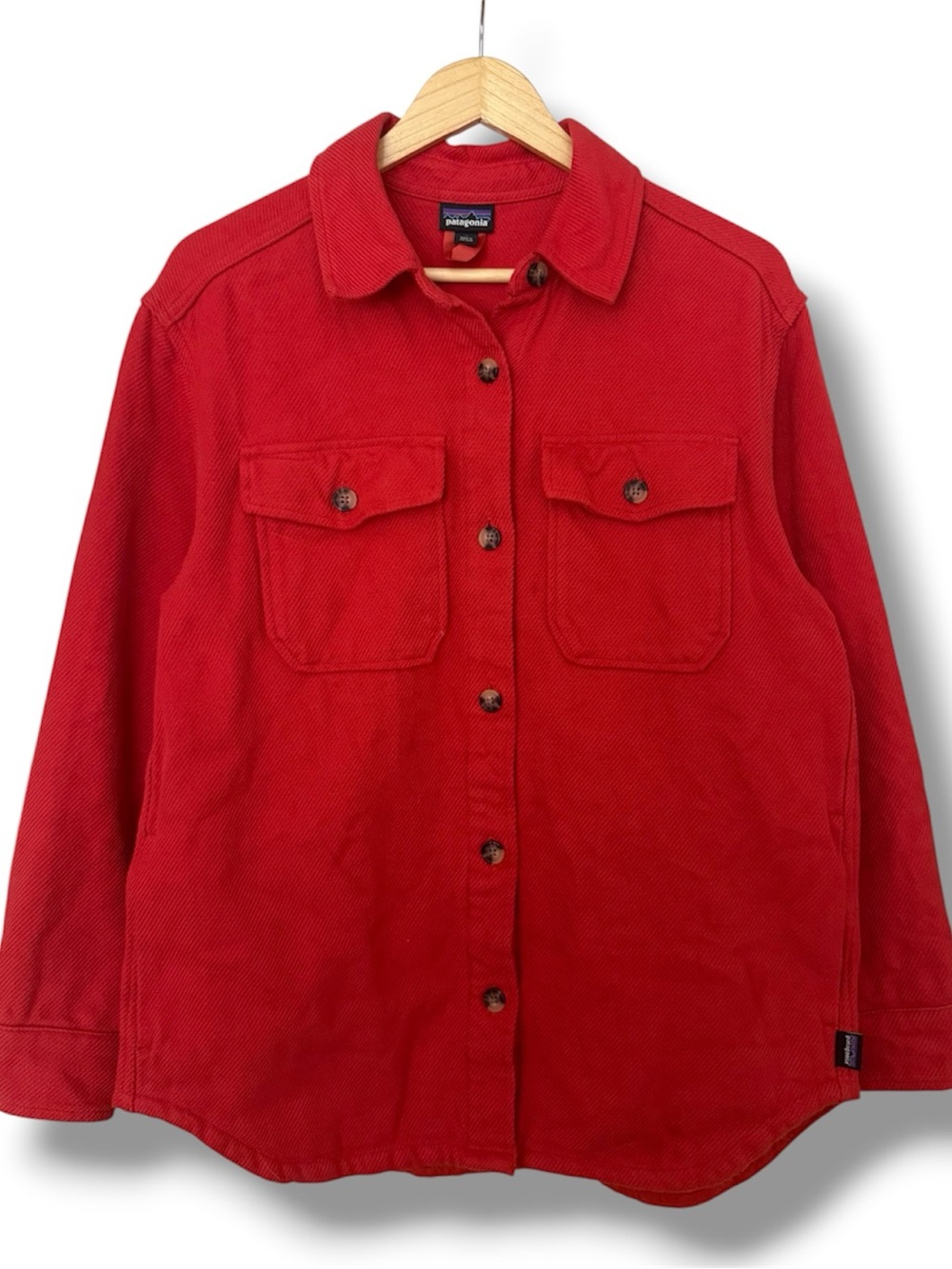 Patagonia Fjord Loft Overshirt Jacket Womens Medium Red Shirt Heavyweight 42430